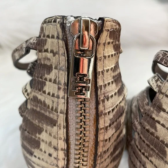 Tory Burch gladiator snake print caged heeled sandals EUC size 9 - Picture 5 of 11